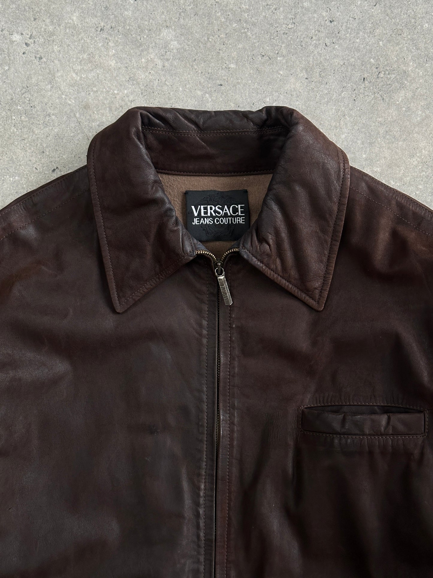 Versace Jeans Couture 1990s Boxy Leather Jacket - L