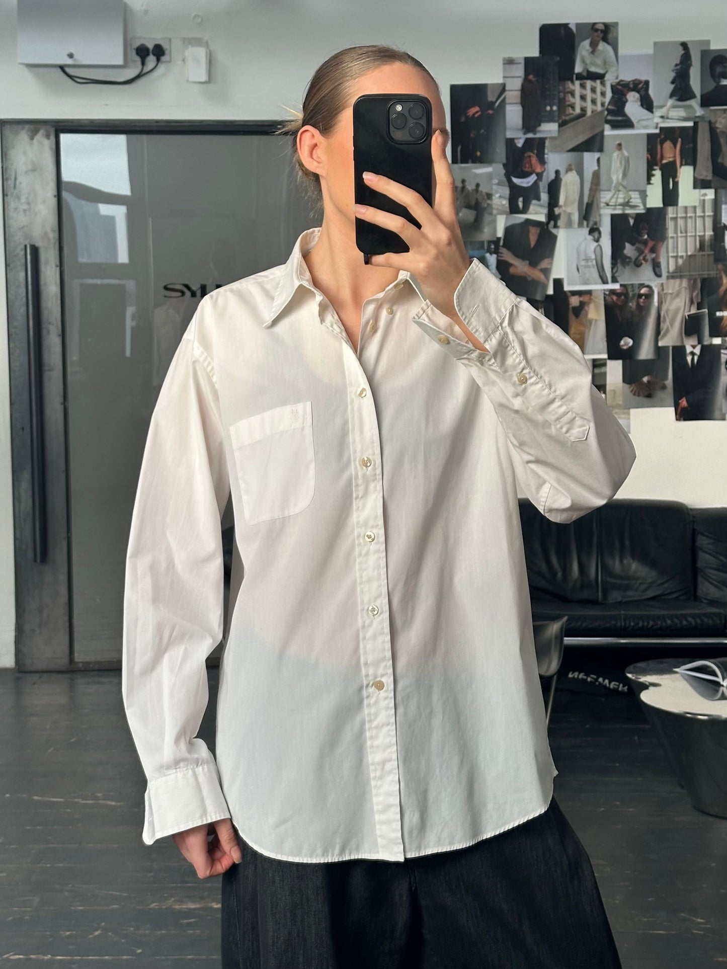 Yves Saint Laurent Pour Homme 1990s Cotton Logo Shirt - M