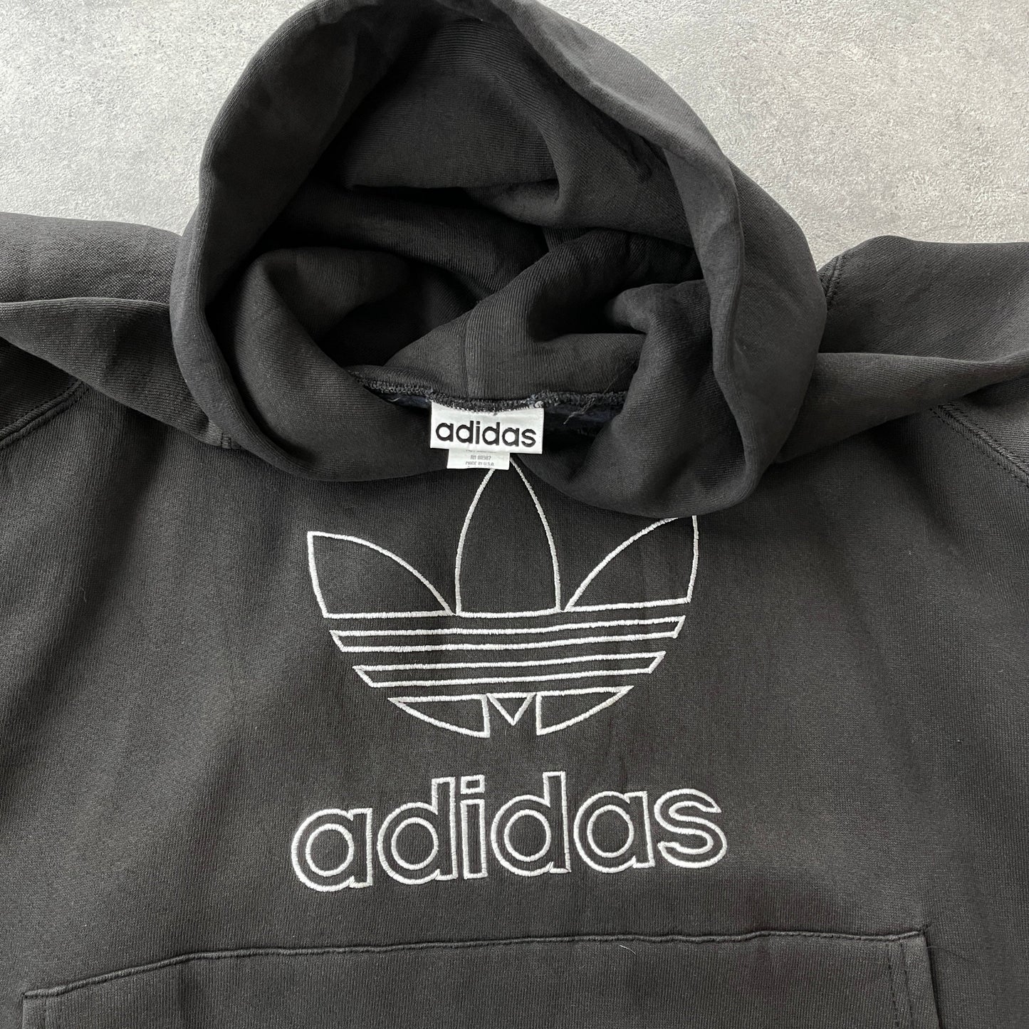 Adidas RARE 1990s heavyweight embroidered hoodie (L)