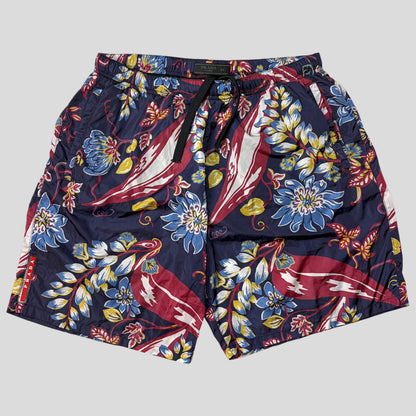 Prada 2014 Floral Nylon Red Tab Logo Shorts + Bag - IT44 | Default Title, Red
