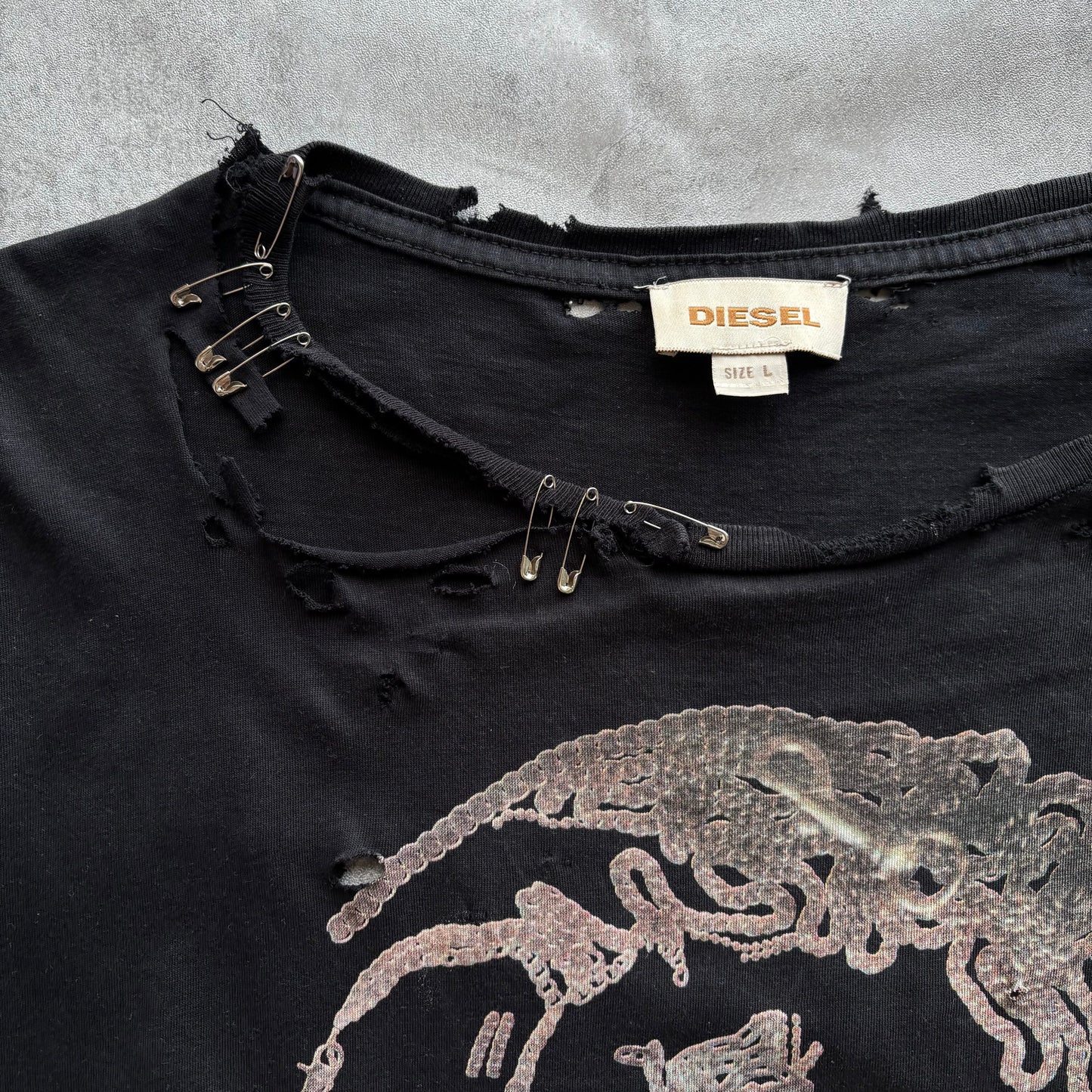 DIESEL DISTRESSED T-SHIRT | O/S, Red