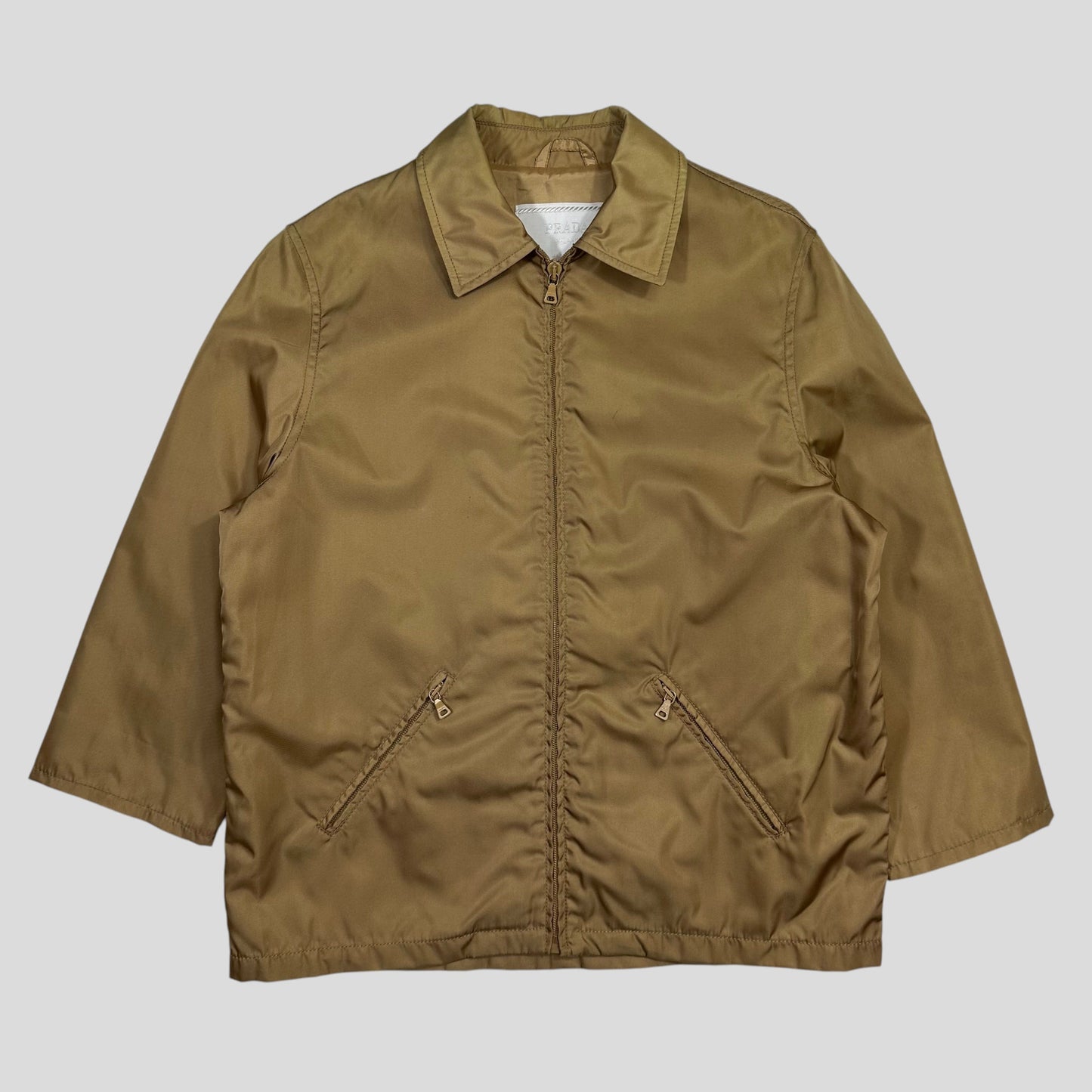 Prada Milano 90’s Gold Nylon Rayon Lined Zip Jacket - M | Default Title, Gold