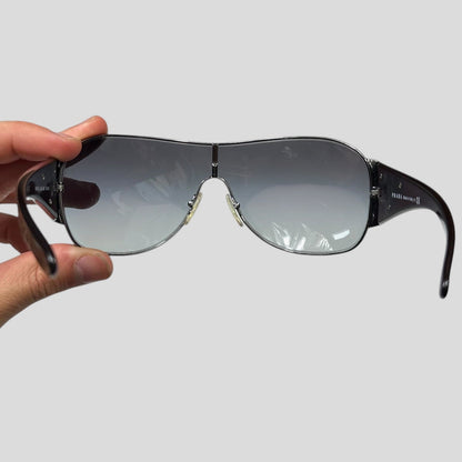 Prada Milano 00’s Triangle Logo Gradient Shield Sunglasses | O/S, Grey