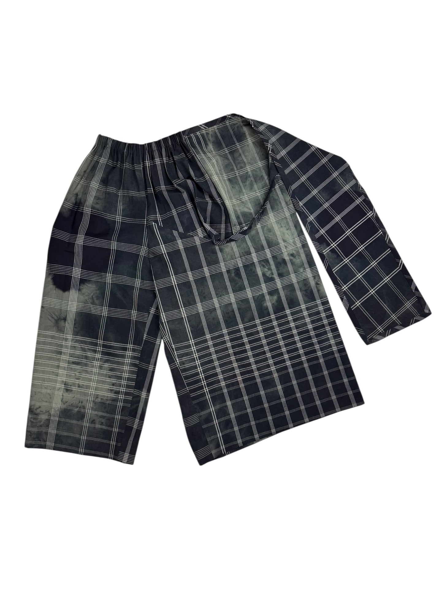 Comme des Garçons S/S 1992 check tie dye wrap trousers | Green, Green