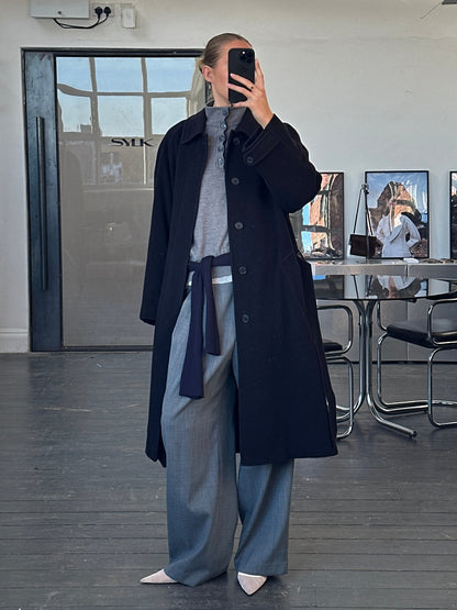 Vintage 1990s Wool Cashmere Belted Coat - L/XL