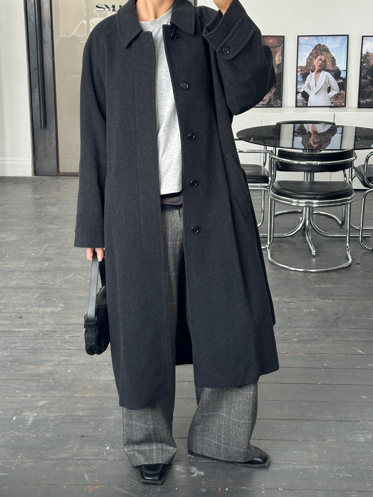 Vintage 1990s Wool Cashmere Belted Coat - L/XL