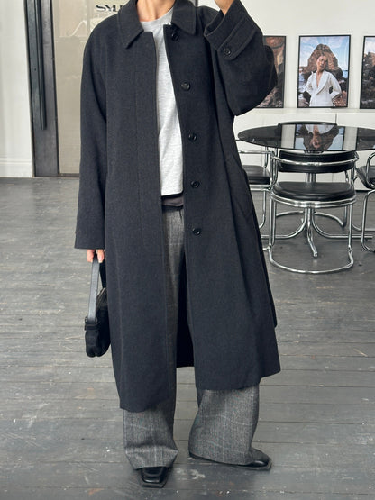 Vintage 1990s Wool Cashmere Belted Coat - L/XL