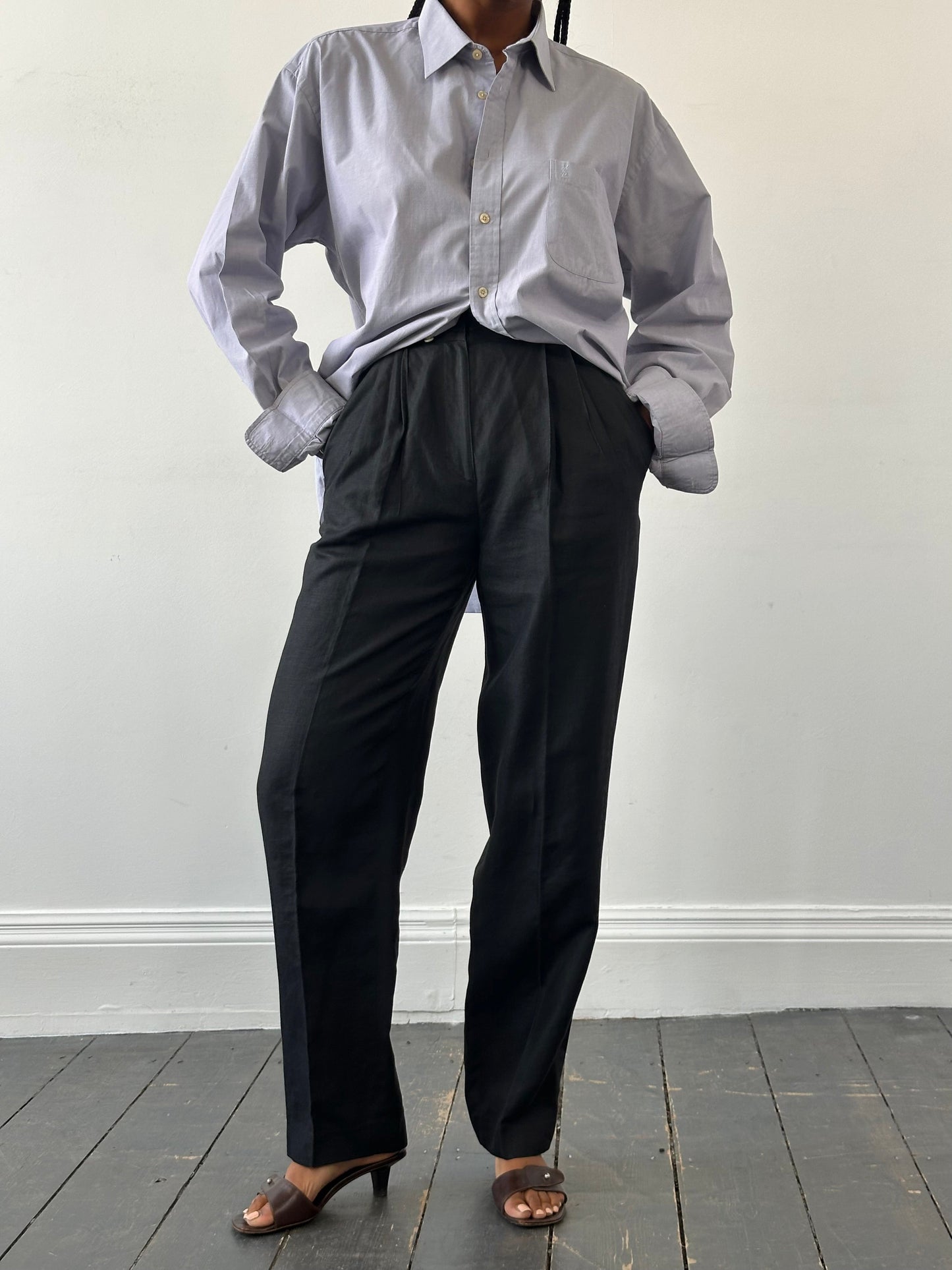 Gianni Versace 1980s Linen High Waisted Trousers - W24