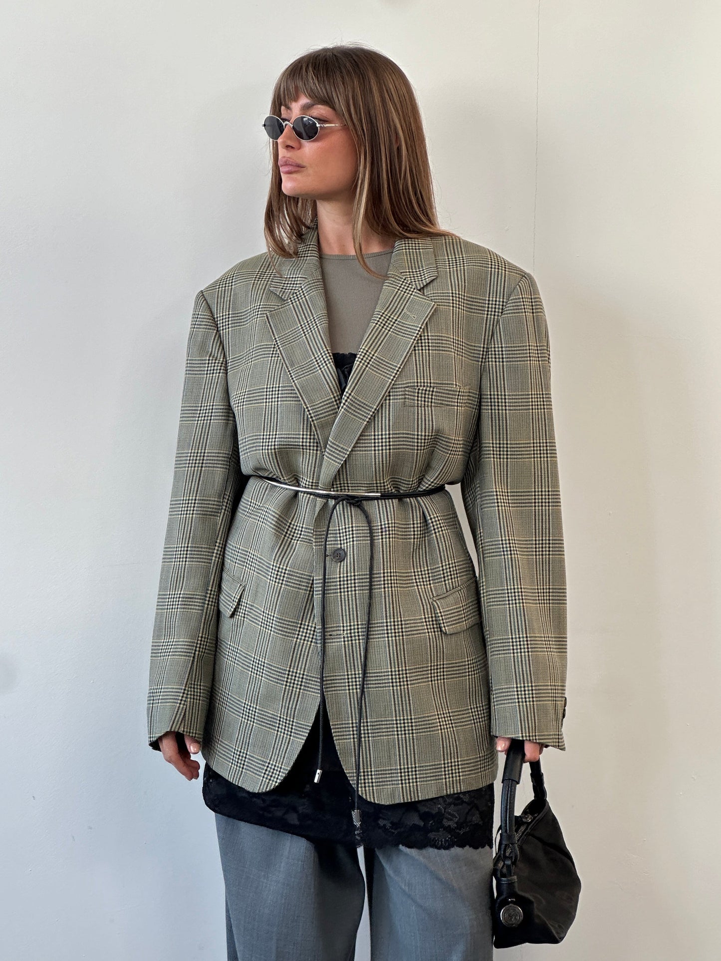 Burberry 1980s Pure Wool Single Breasted Check Blazer - 48R/XXL