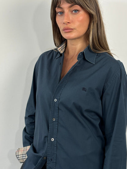 Burberry London 2000s Cotton Logo Shirt - M