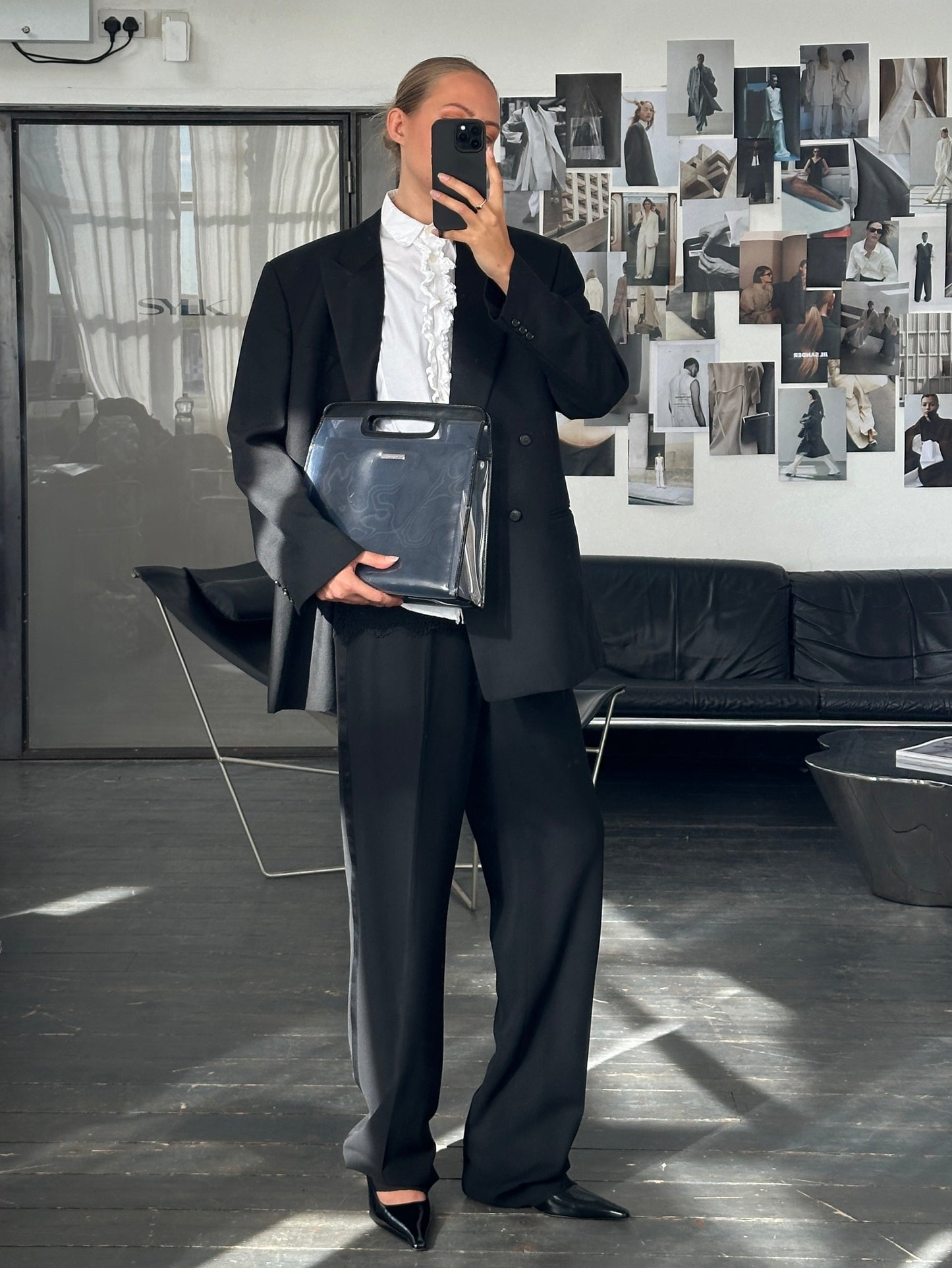 British Vintage 1980s Pure Wool Tuxedo Double Breasted Blazer - 44R/XL