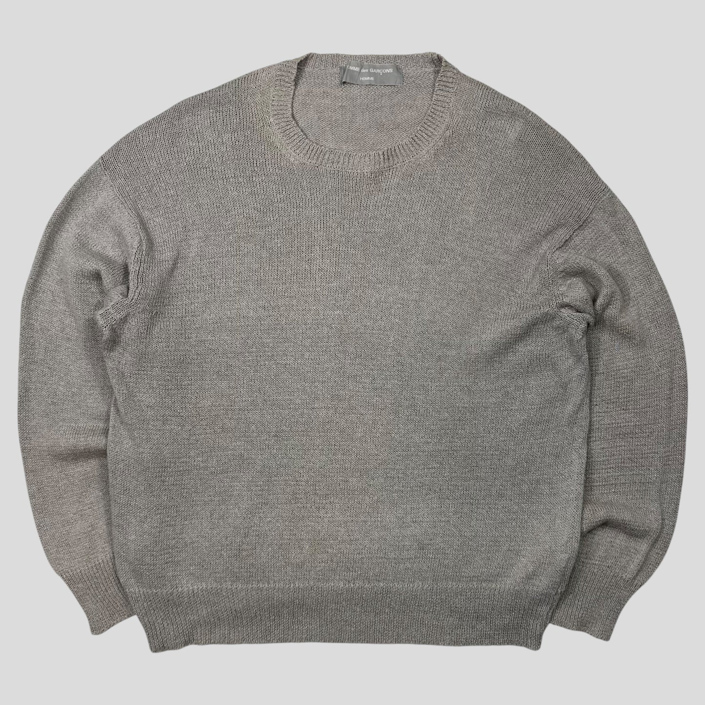 Comme Des Garçons Homme 1994 Cotton + Linen Knit Jumper - M | Default Title, Grey