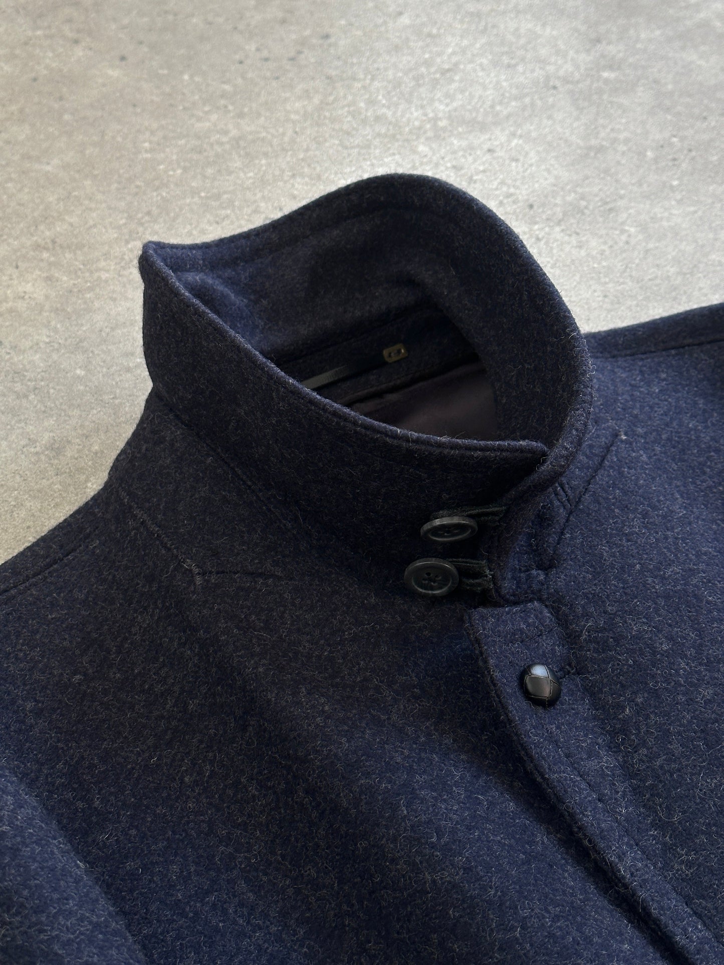 Vintage 1990s Pure Wool High Neck Single Breasted Coat - XL/XXL