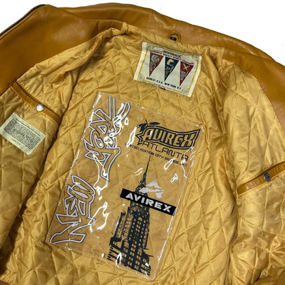 Avirex Black Spider Leather Jacket In Brown ( M )