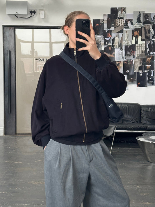 Faconnable 1980s Pure Wool High Neck Bomber Jacket - M