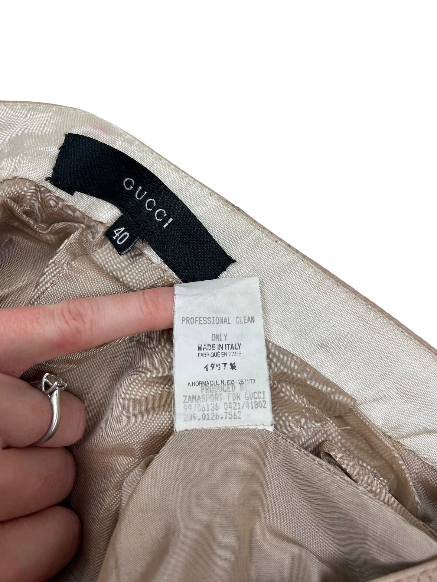 Gucci F/W 1999 leather pinstripe trousers Tom Ford era