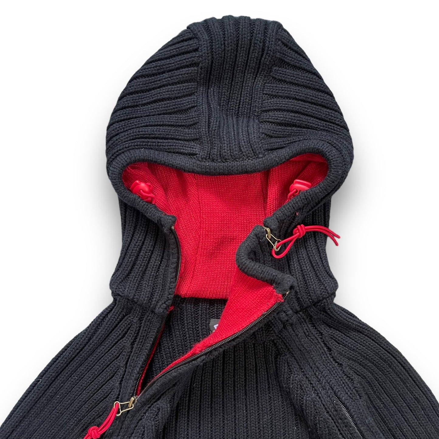 2000's Schott NYC Dual Zip Knitted Balaclava Hoodie (L) | Default Title, Navy