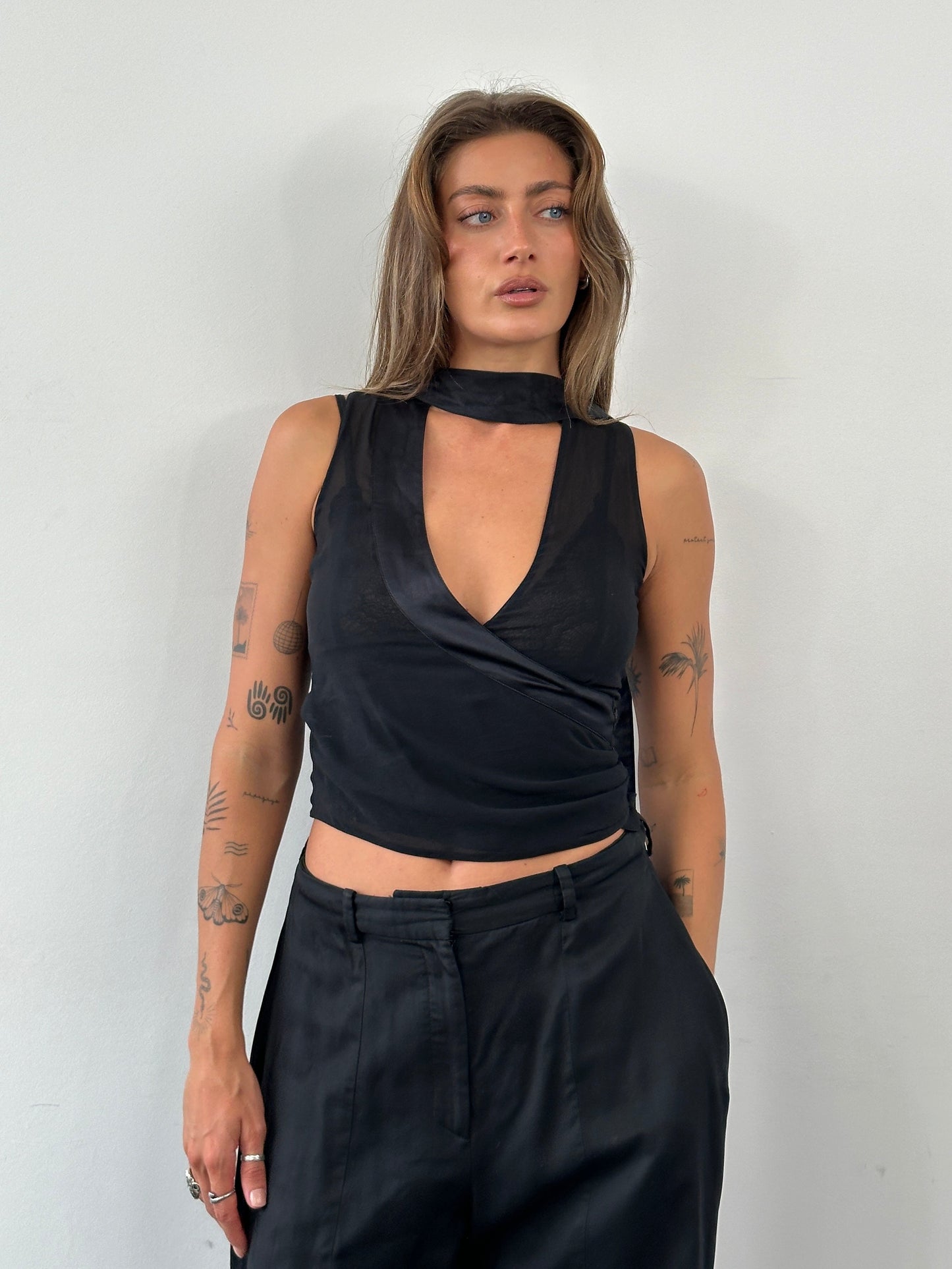 Emporio Armani 2003 Silk Sheer Scarf Top - S