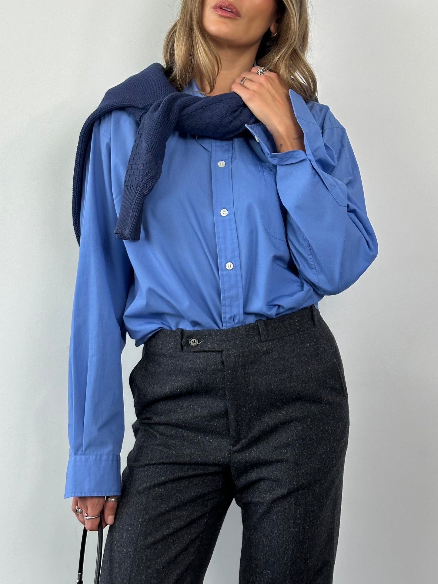 Italian Vintage Brushed Wool Cashmere Tailored Trousers - W28