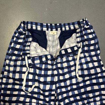 Uniqlo X Marni Wide Fit Check Shorts In Blue ( XL )