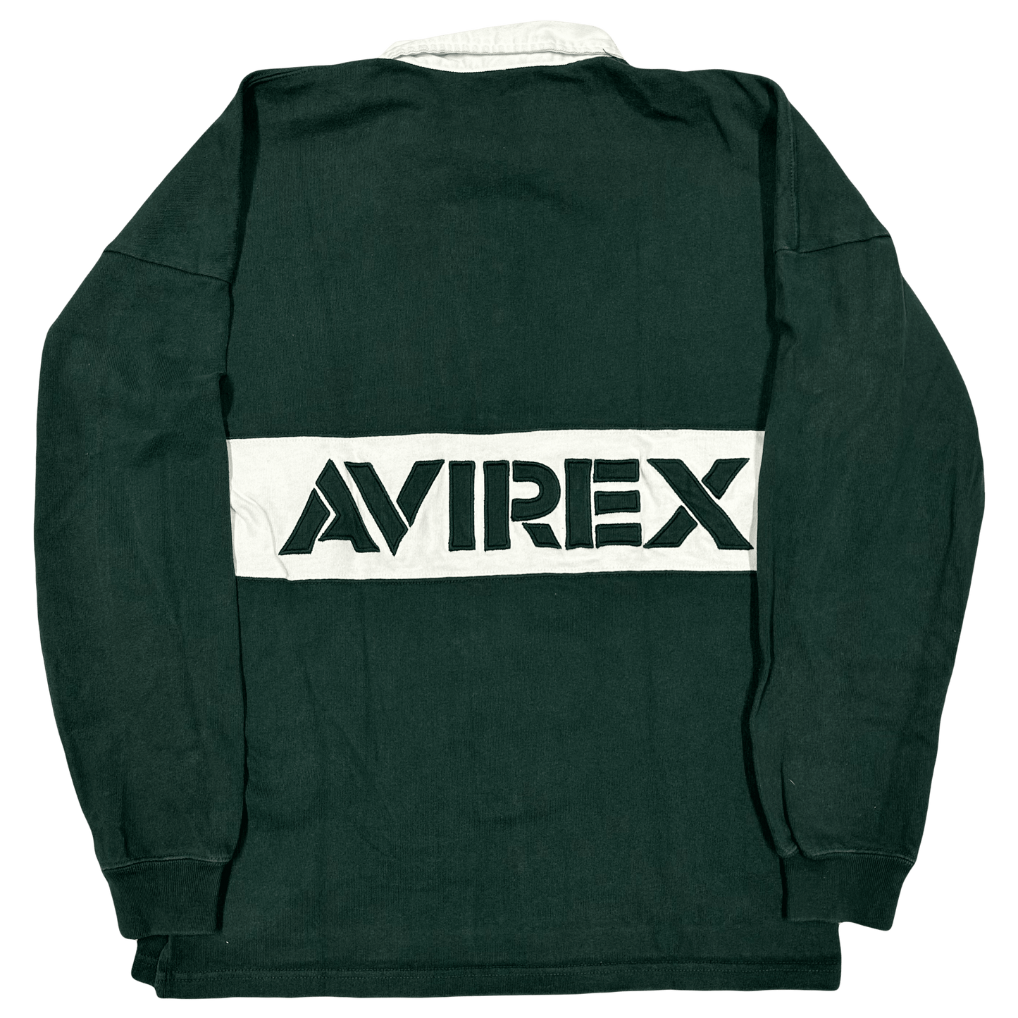 Avirex N.Y Spellout Longsleeve Polo In Green ( M ) - Known Source