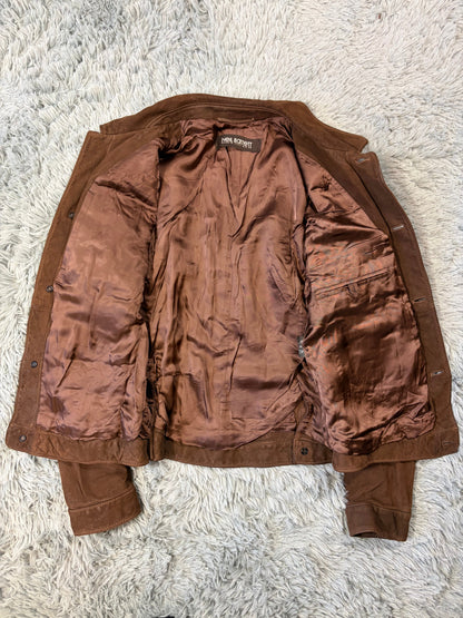 Neil Barrett 2006 Brad Pitt Suede Leather Multipocket Moto Jacket - M | Large, Brown