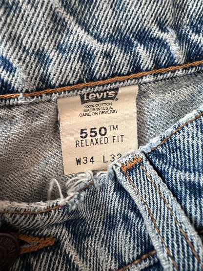 1997 Levis 550 Orange Tab Repaired Jeans - 34 x 32 | W34, Multicoloured
