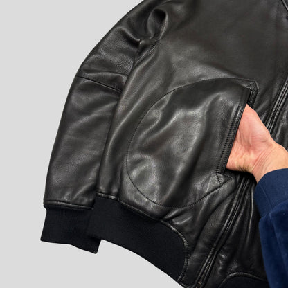 Gucci by Tom Ford FW03 Leather + Silk Pleated Padded Flight Jacket - IT50 (M/L)