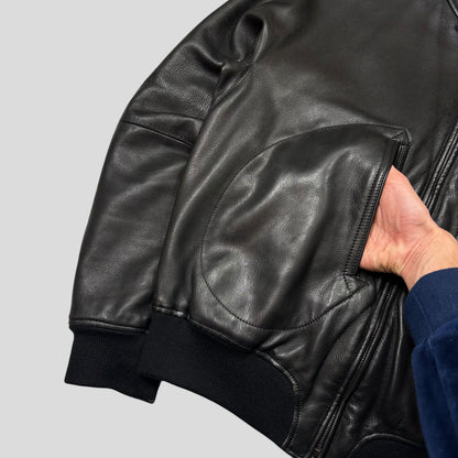 Gucci by Tom Ford FW03 Leather + Silk Pleated Padded Flight Jacket - IT50 (M/L) | Default Title, Black