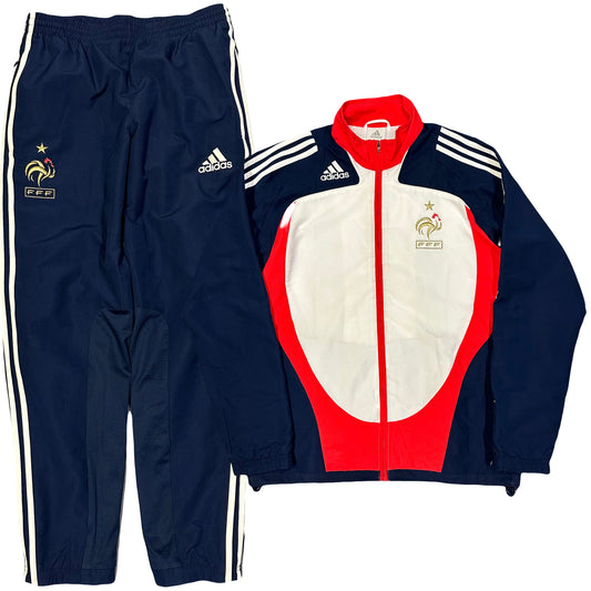 Adidas France 2008/09 Tracksuit In White & Navy ( M )