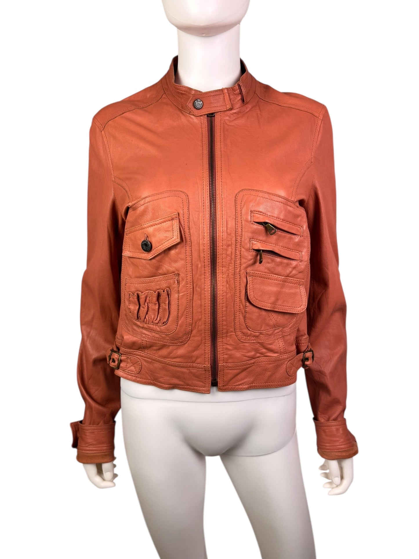 D&G 2000s salmon pink leather utility jacket | Salmon Pink, Salmon Pink