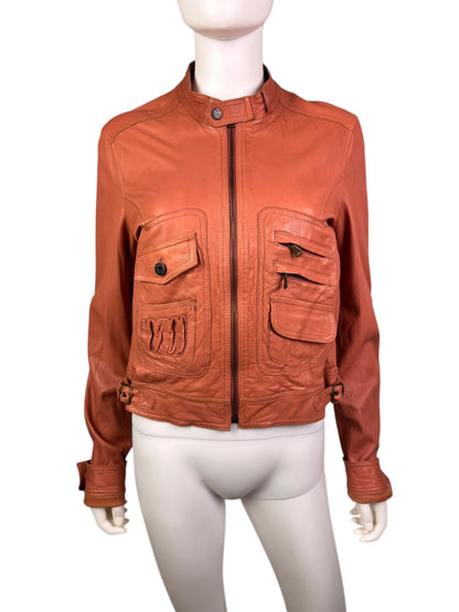 D&G 2000s salmon pink leather utility jacket | Salmon Pink, Salmon Pink