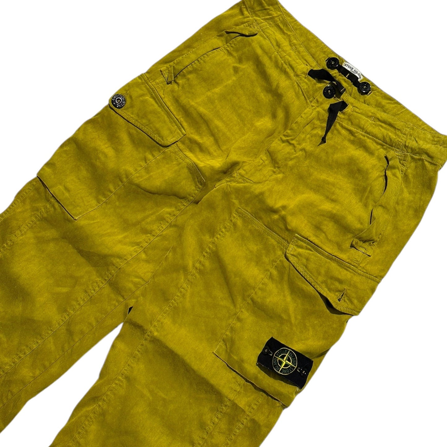 Stone Island Straight Leg Linen Cargo Trousers