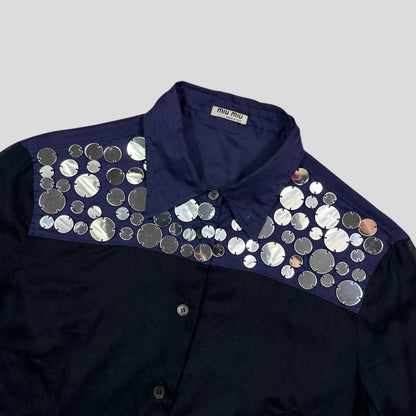 Miu Miu SS05 Mirror Appliqué Sheer Cotton Bi-colour Shirt - IT44 (M)