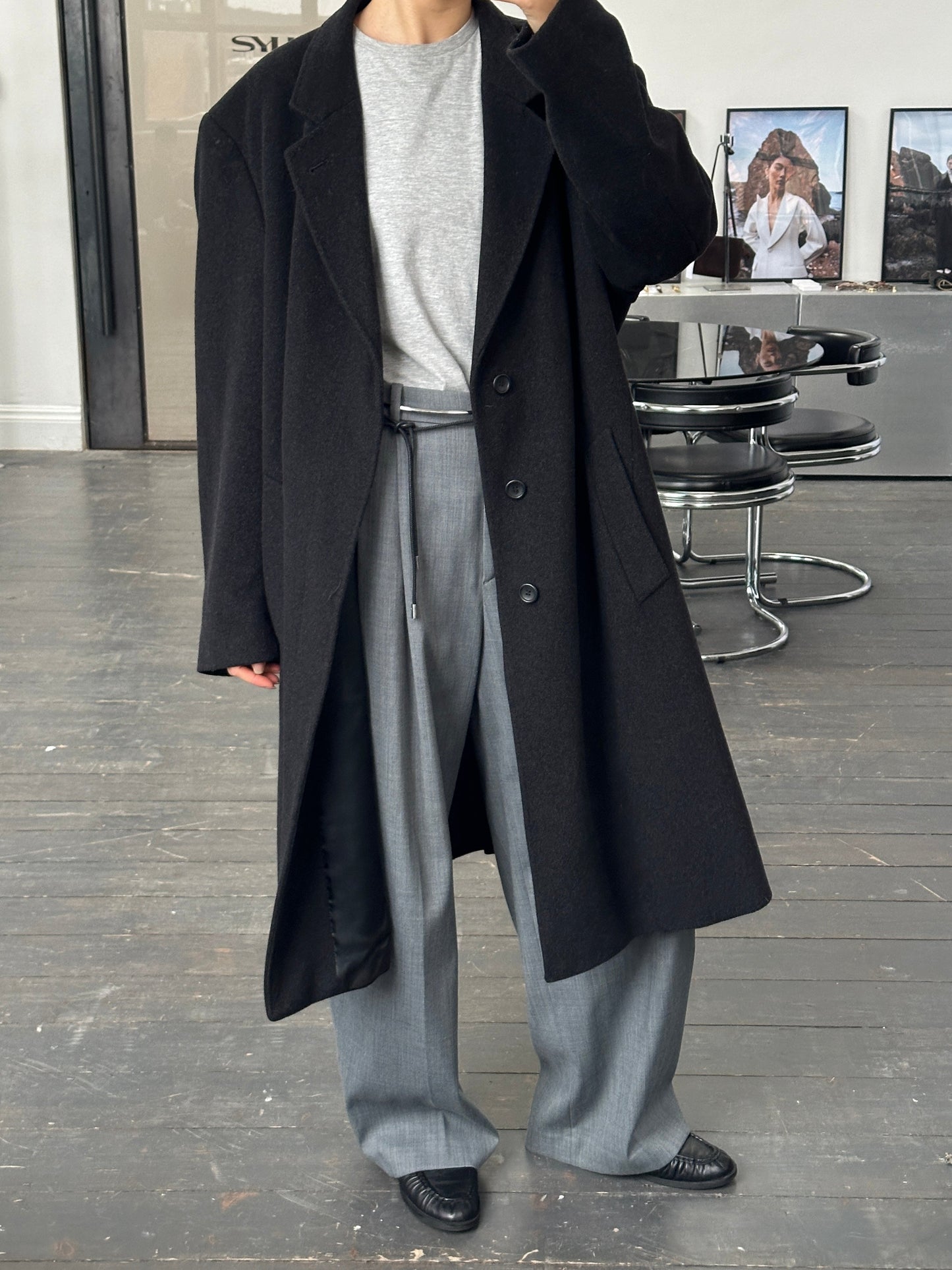 Vintage 1990s Cashmere Wool Concealed Placket Coat - XXL/XXXL