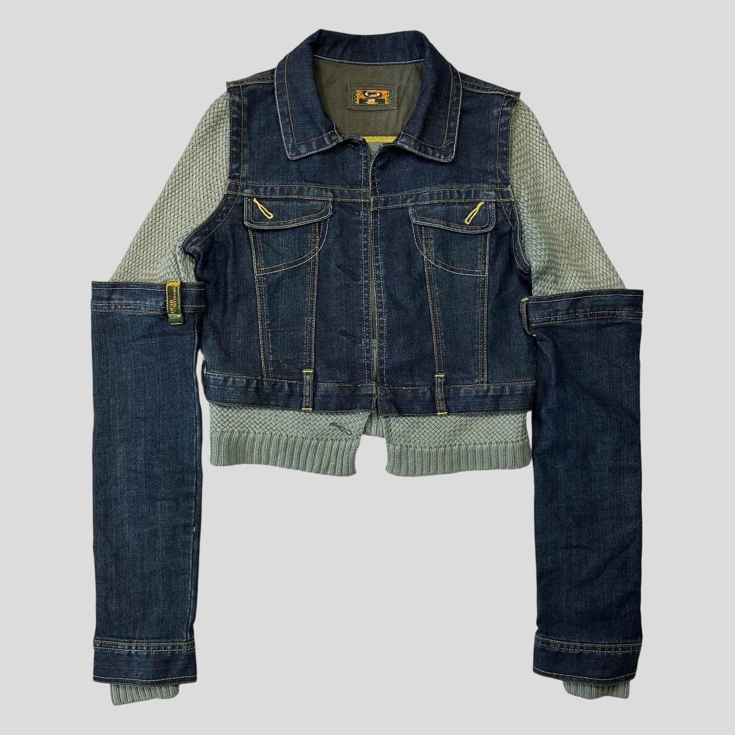 Oakley X Metal Industries 00’s Denim Knit Panelled SAMPLE Jacket - S
