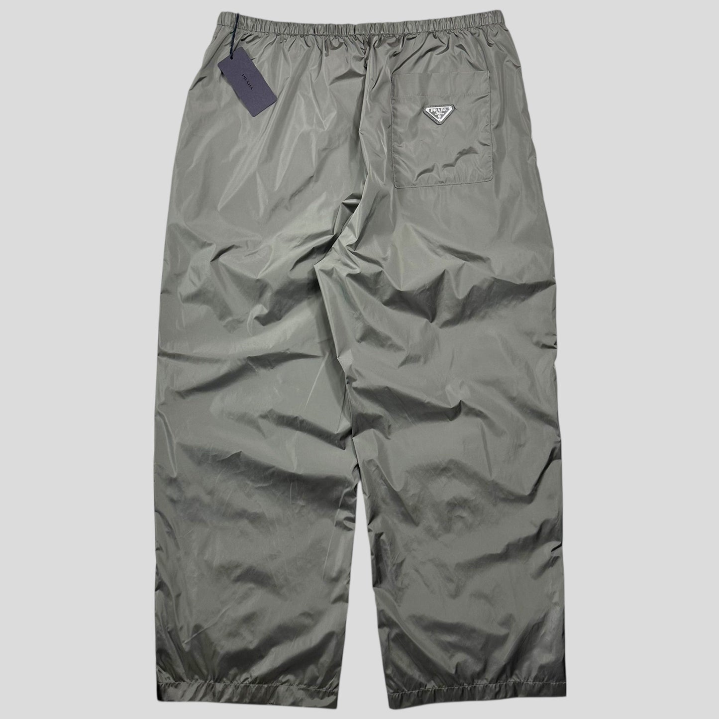 Prada 2024 Light Technical Nylon Baggy Plaque Logo Trousers - L/XL