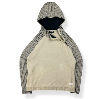 2000's Schott Asymmetric Zip Knitted Balaclava Hoodie (XL) | Default Title, Black
