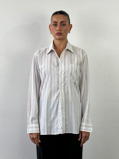 Christian Dior Stripe Cotton Logo Shirt - M