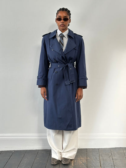 London Fog 1990s Double Breasted Cotton Trench Coat - S/M
