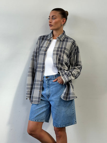 Armani Jeans Check Flannel Pure Cotton Logo Shirt - L/XL