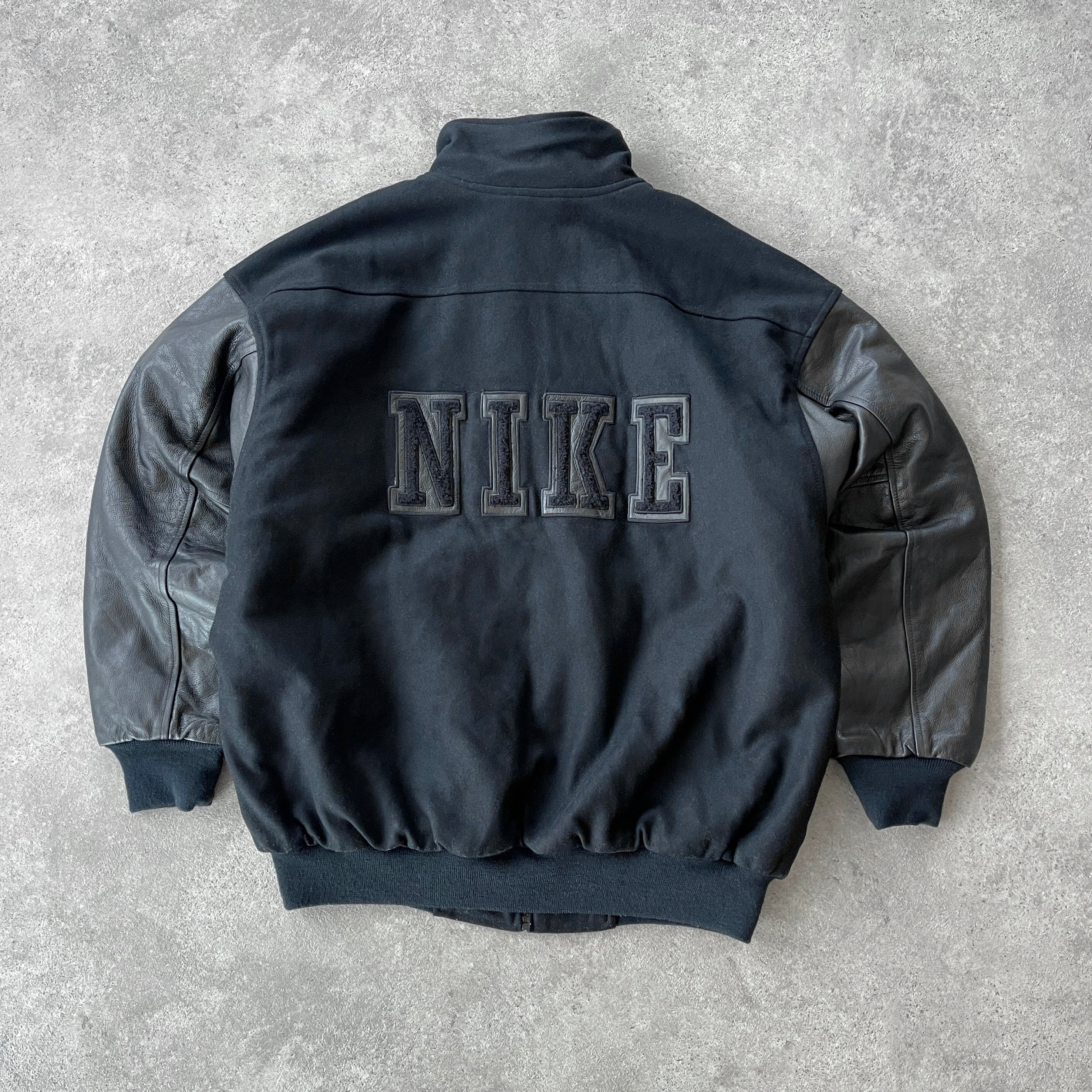 Nike leather varsity jacket online