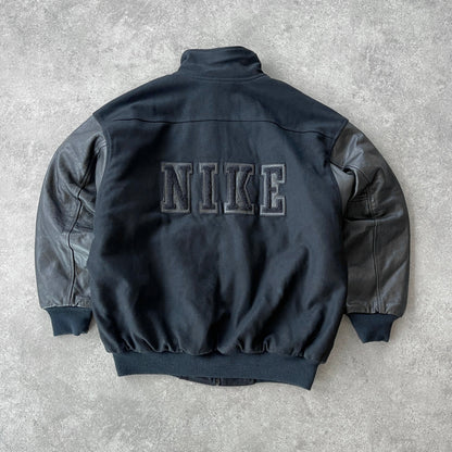 Nike RARE 1990s heavyweight spellout leather varsity jacket (XL)