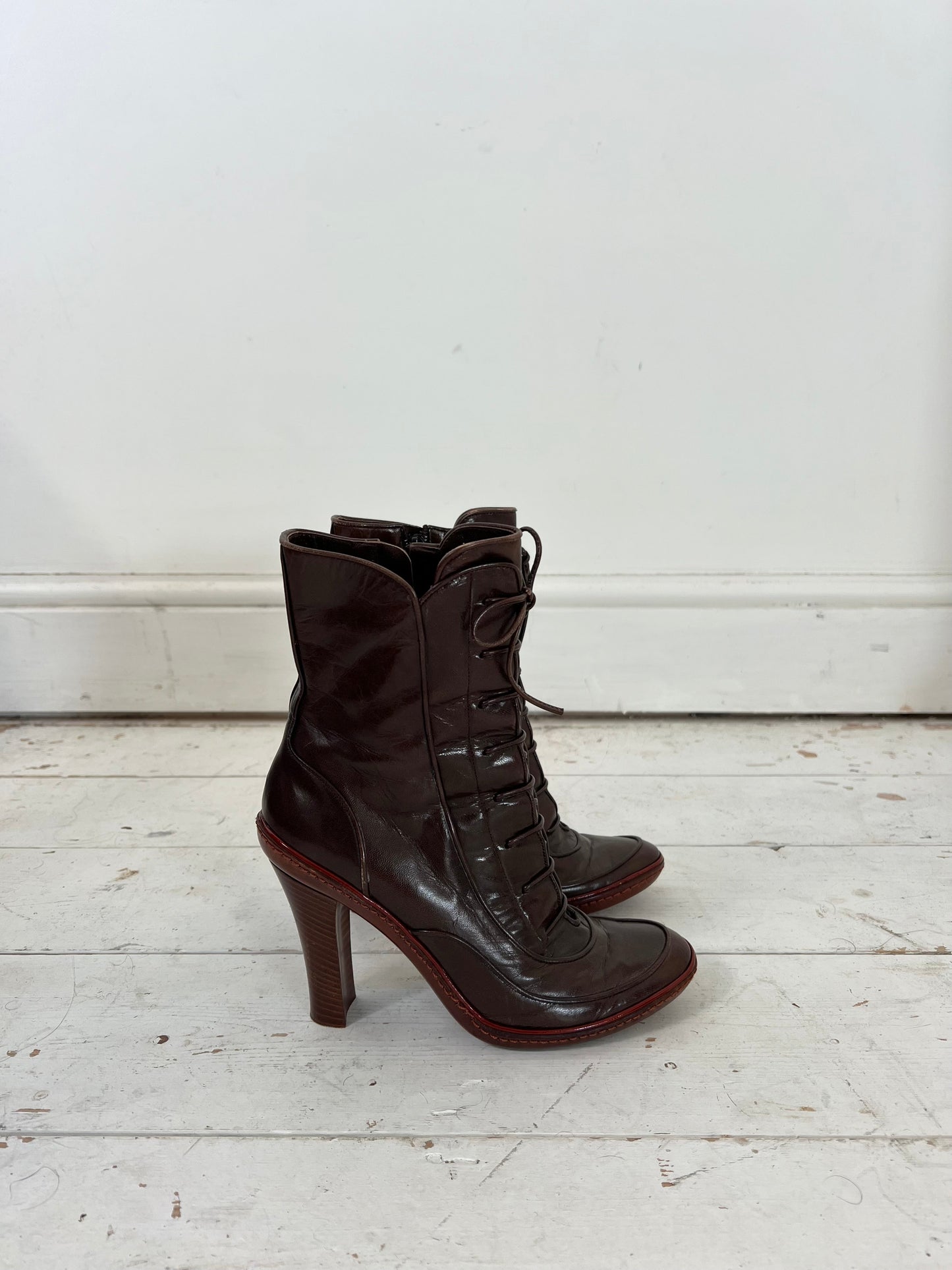 CELINE HEEL BOOTIES (EU 36.5) | Default Title, Brown