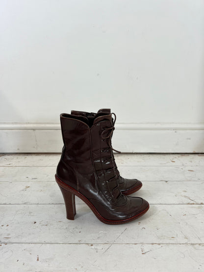 CELINE HEEL BOOTIES (EU 36.5) | Default Title, Brown