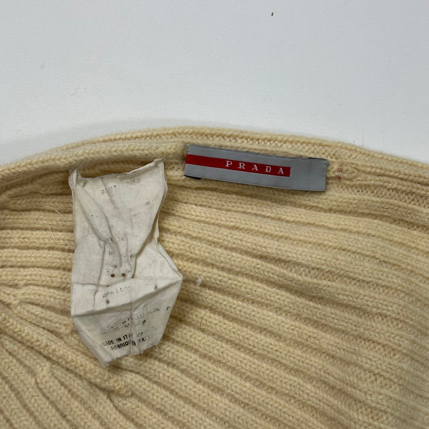 Prada Sport 00’s Cream Ribbed Fisherman’s Beanie - S/M | O/S, Multicoloured
