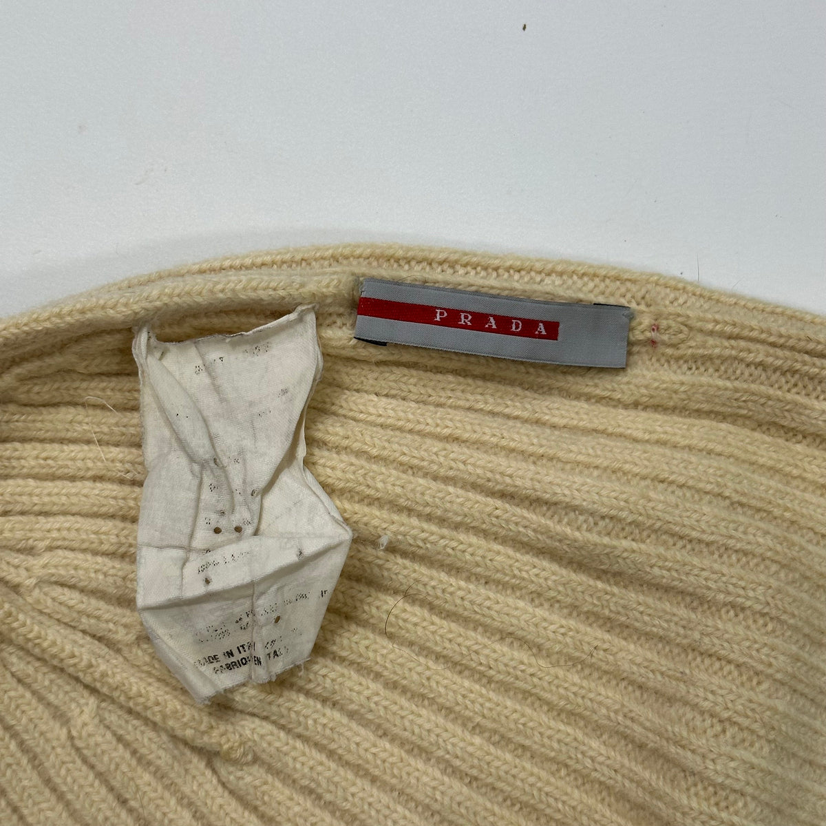 Prada Sport 00’s Cream Ribbed Fisherman’s Beanie - S/M | O/S, Beige