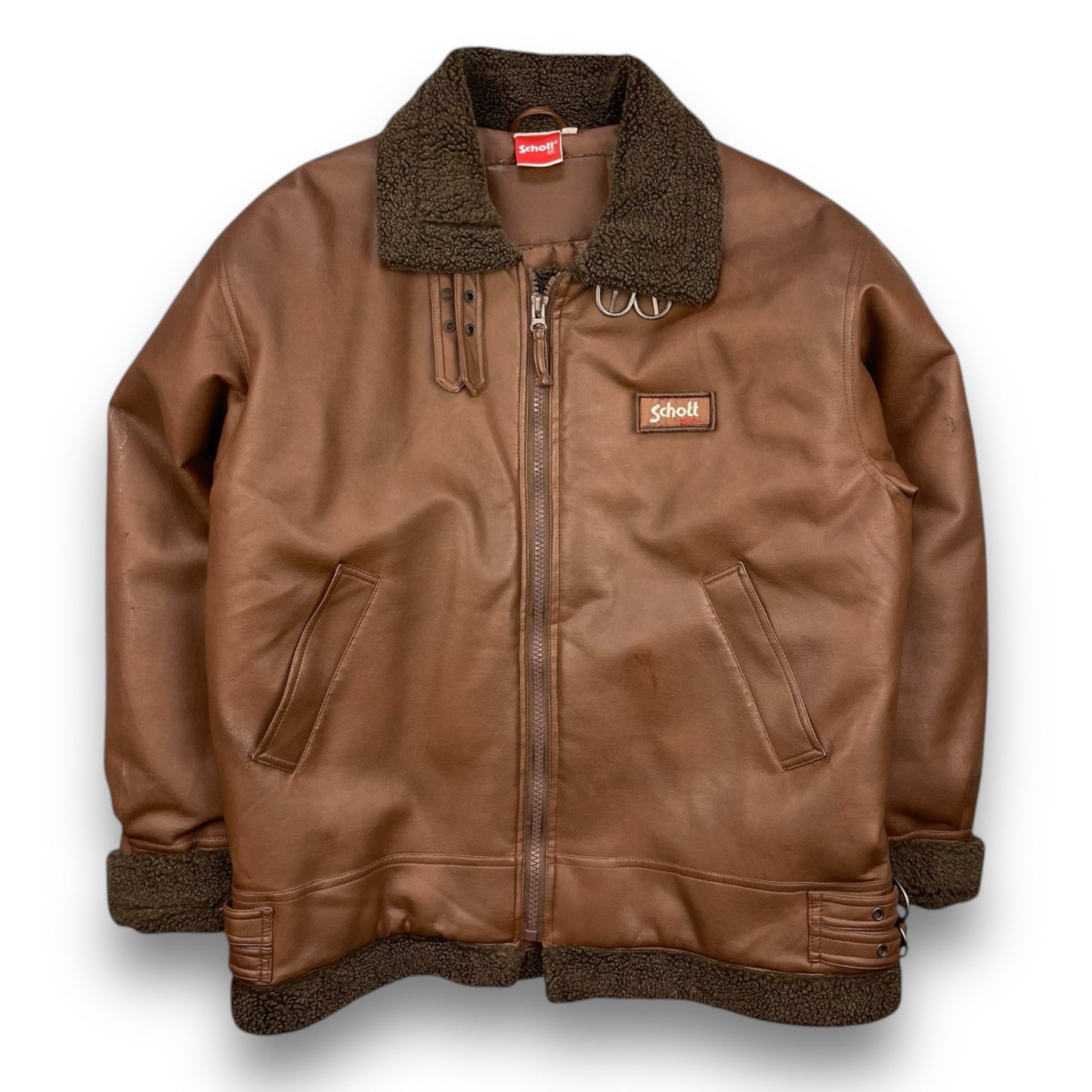 2000's Schott Faux Leather Aviator Jacket (L) | Default Title, Brown