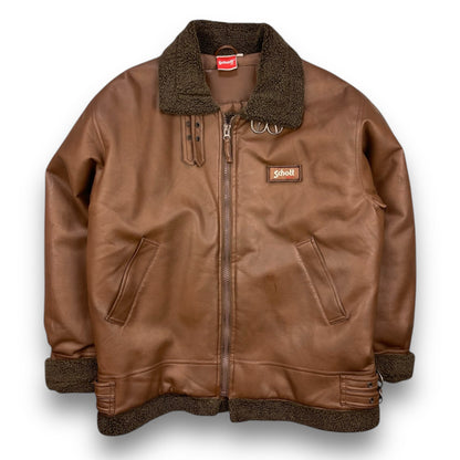 2000's Schott Faux Leather Aviator Jacket (L) | Default Title, Brown