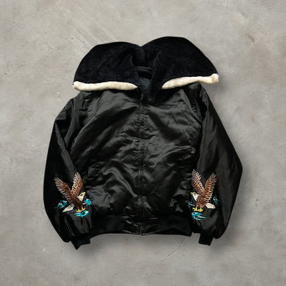 Vintage Bomber 'Alberta Canada' Jacket | Black, Black
